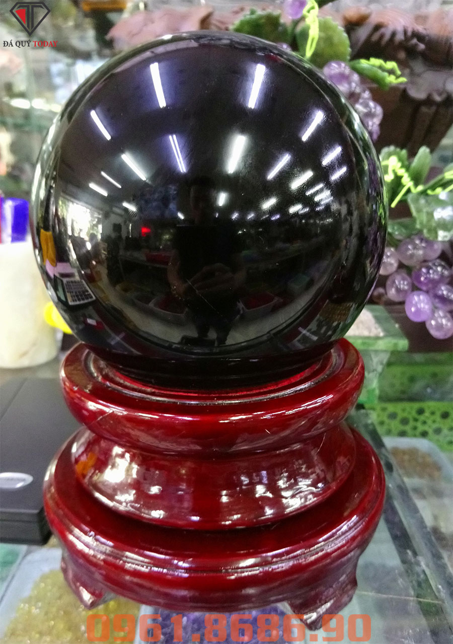 Quả cầu phong thủy đá onyx đen